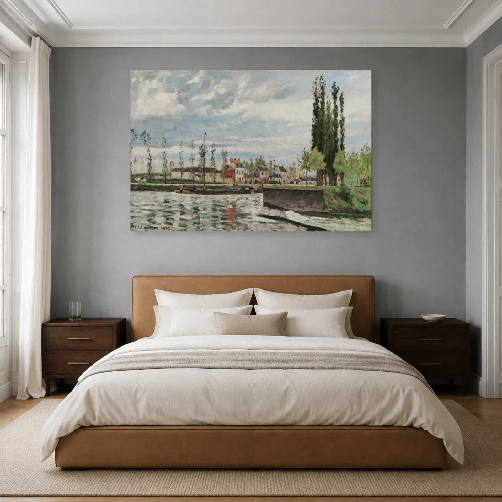 Tableau L'Écluse à Pontoise – Camille Pissarro dans une chambre - Art Virtuoso