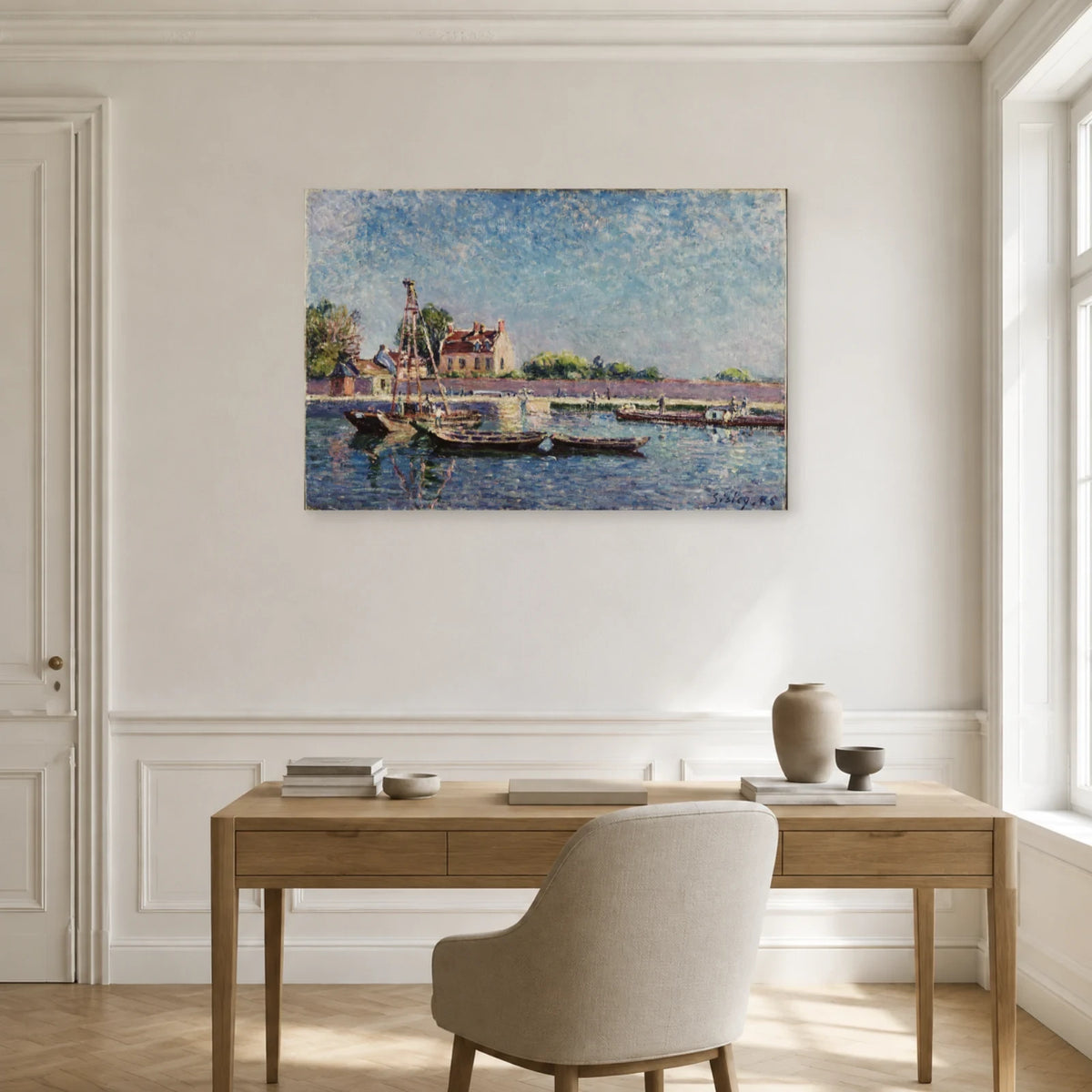 Tableau L'Écluse de Saint-Mammès – Alfred Sisley dans un bureau - Art Virtuoso