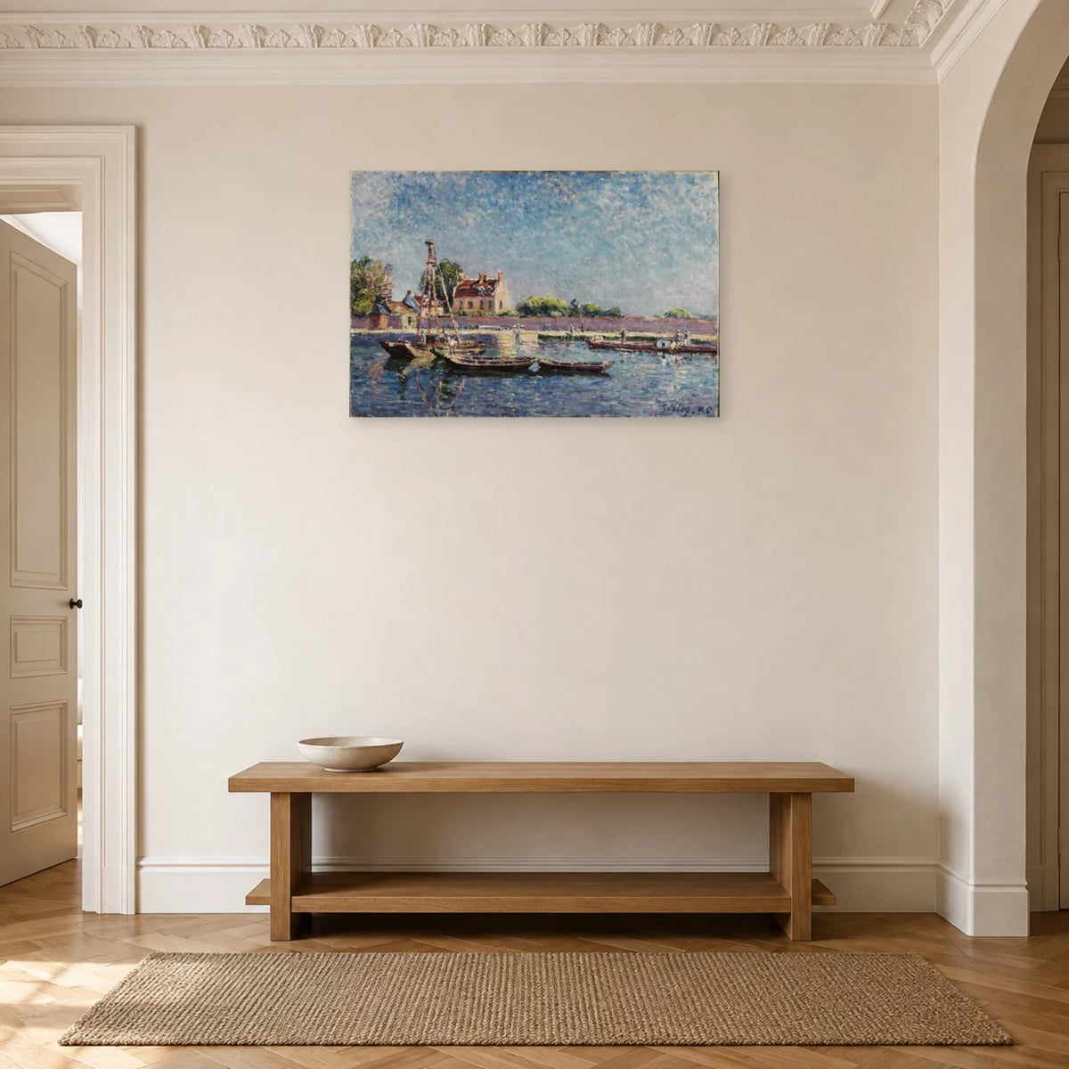 Tableau L'Écluse de Saint-Mammès – Alfred Sisley dans une entrée ou un couloir - Art Virtuoso