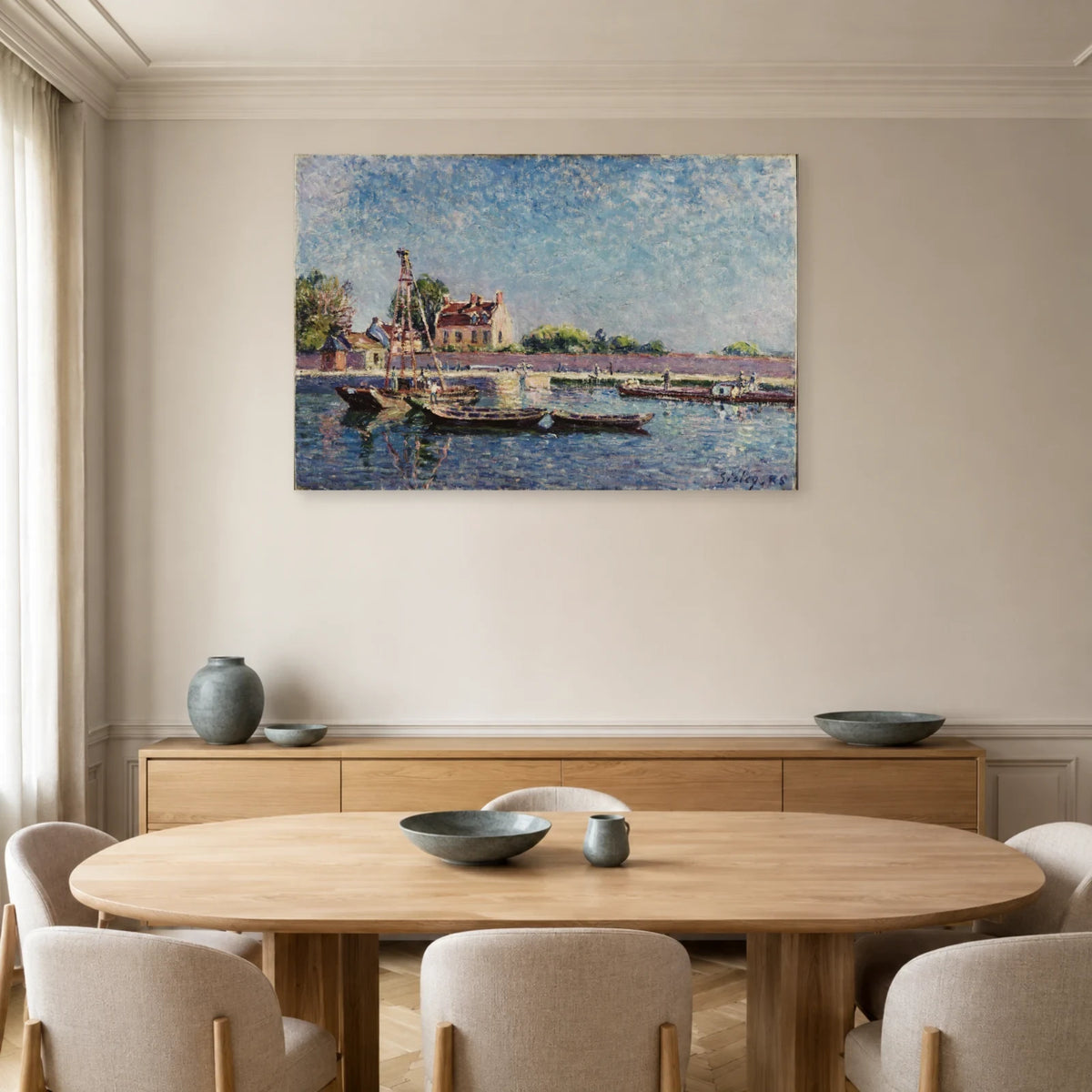 Tableau L'Écluse de Saint-Mammès – Alfred Sisley dans une salle à manger - Art Virtuoso