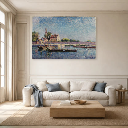 Tableau L'Écluse de Saint-Mammès – Alfred Sisley dans un salon - Art Virtuoso