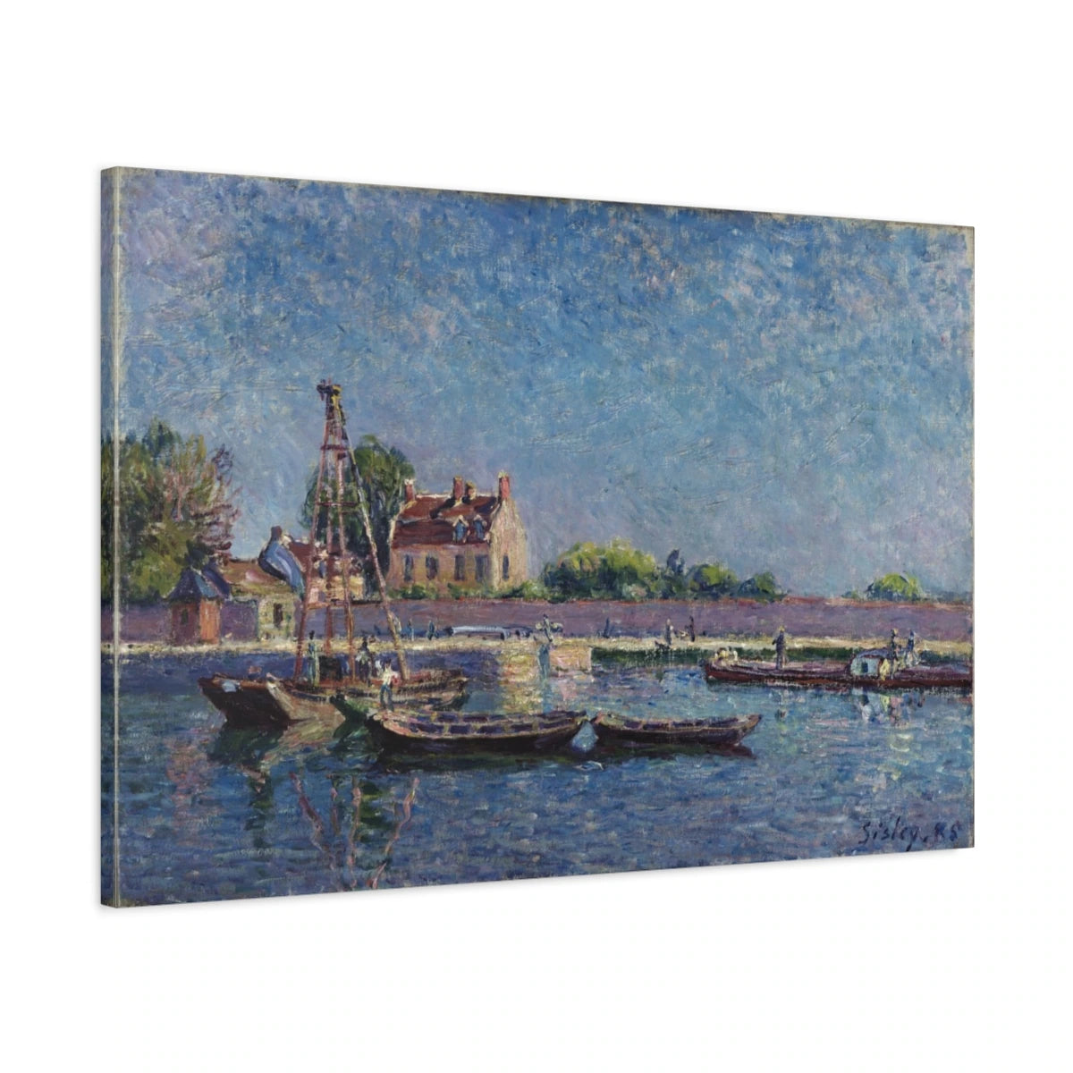 Tableau L'Écluse de Saint-Mammès – Alfred Sisley - toile 3D avec bords imprimés - Art Virtuoso