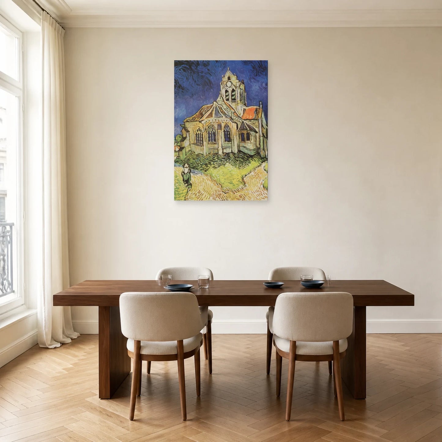 Tableau L’Église d’Auvers – Vincent van Gogh dans une salle à manger - Art Virtuoso