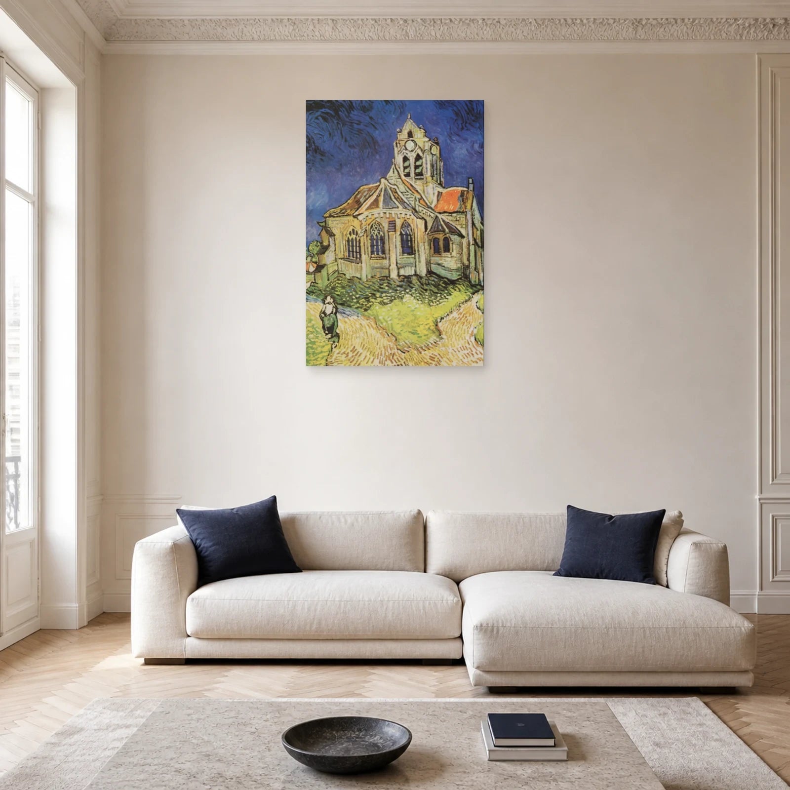 Tableau L’Église d’Auvers – Vincent van Gogh dans un salon - Art Virtuoso