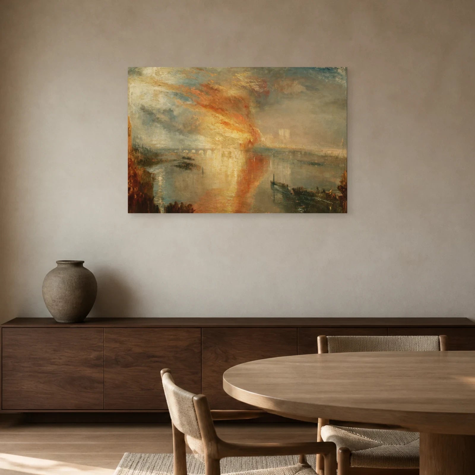 Tableau L’Incendie des Chambres du Parlement – William Turner dans une salle à manger - Art Virtuoso