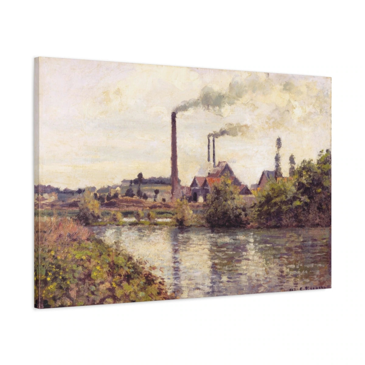 Tableau L'Usine à Pontoise – Camille Pissarro - toile 3D avec bords imprimés - Art Virtuoso