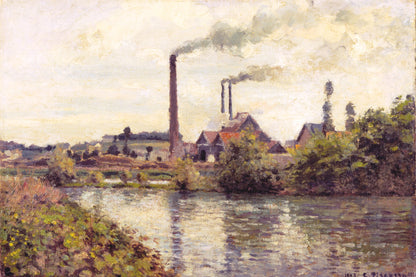 Tableau L'Usine à Pontoise – Camille Pissarro - impression sur toile, format XXL