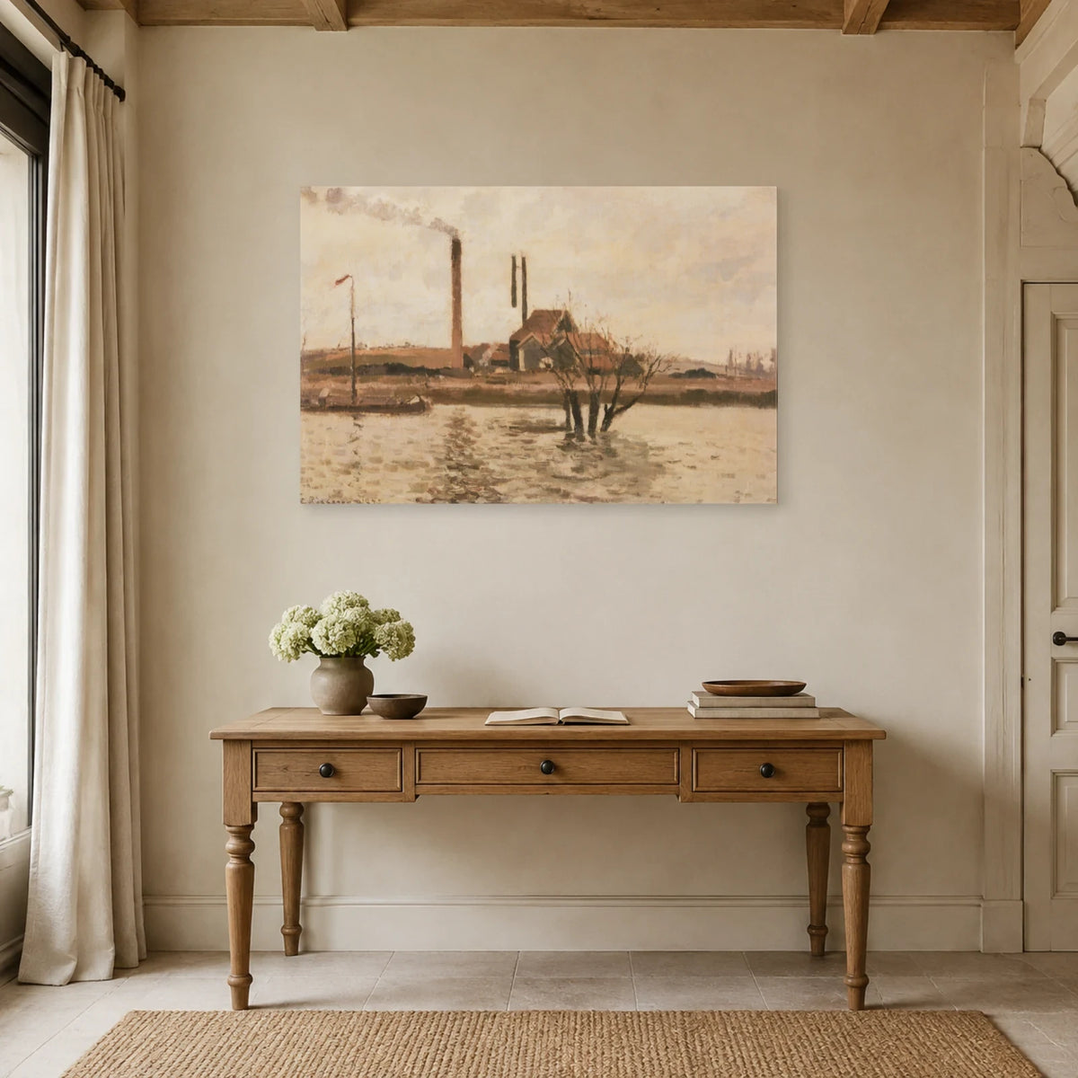 Tableau La Crue de l'Oise à Pontoise – Camille Pissarro dans un bureau - Art Virtuoso