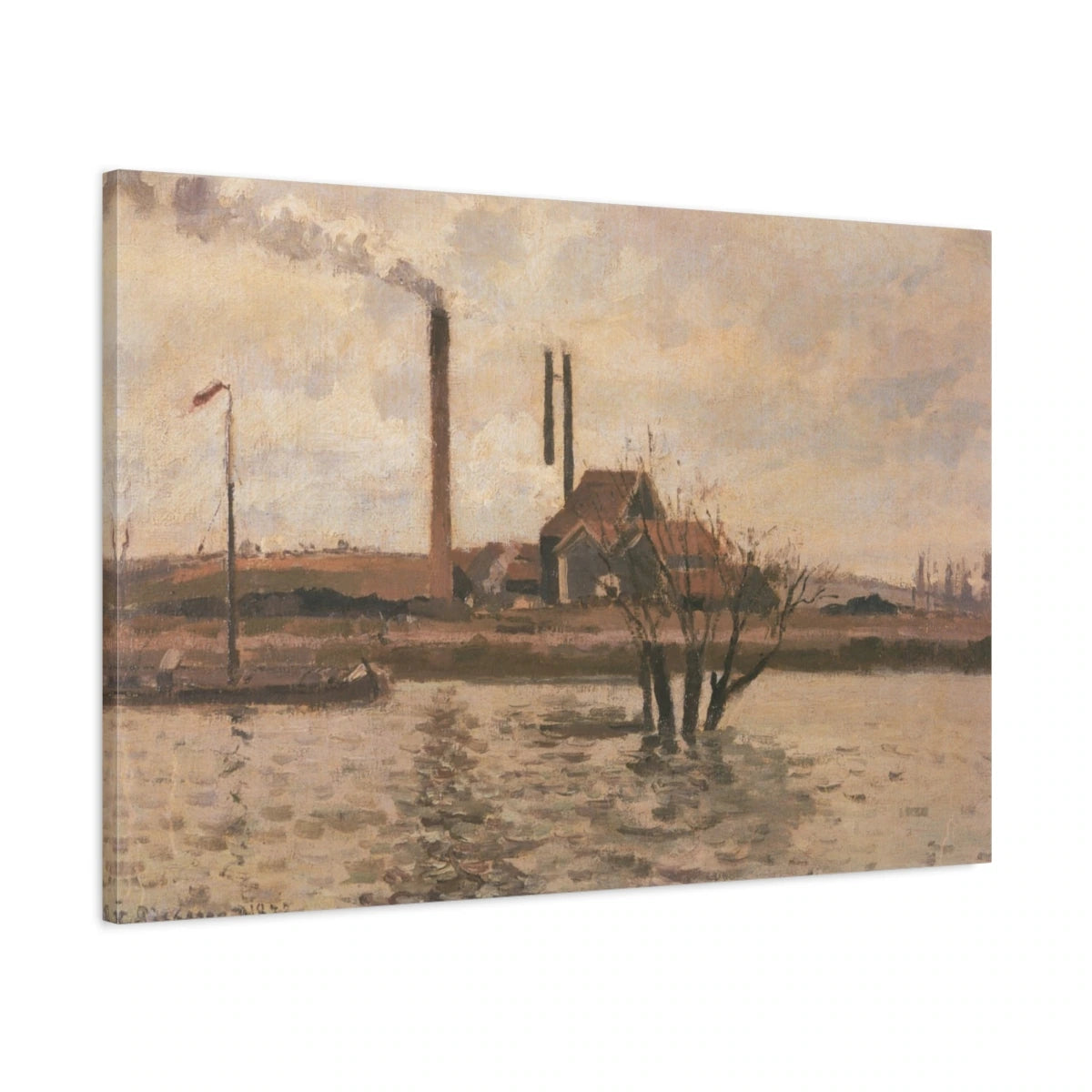 Tableau La Crue de l'Oise à Pontoise – Camille Pissarro - toile 3D avec bords imprimés - Art Virtuoso