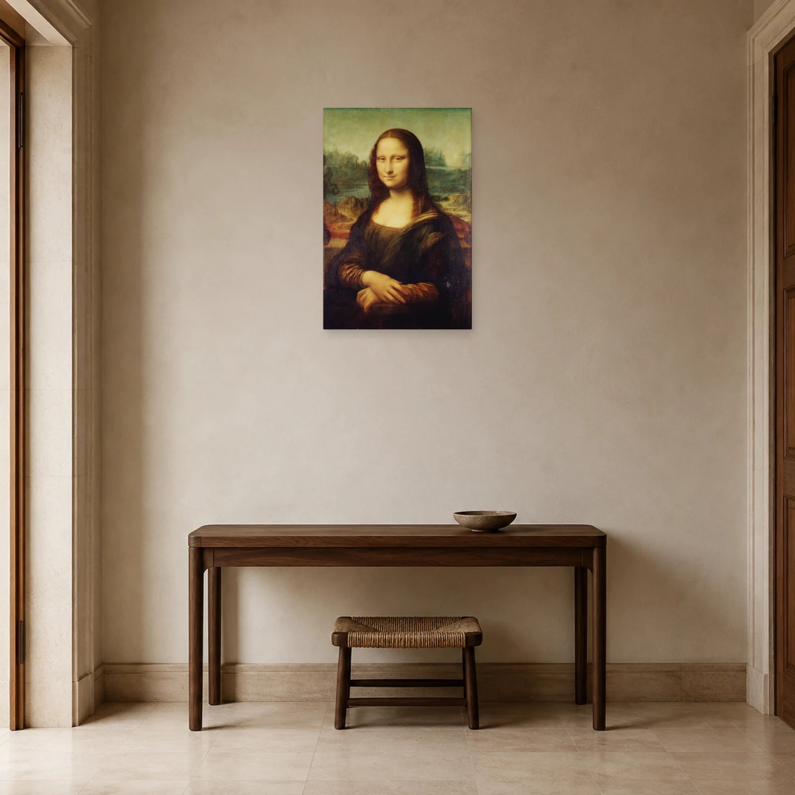Tableau La Joconde – Léonard de Vinci dans une entrée ou un couloir - Art Virtuoso