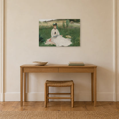 Tableau La Lecture de Berthe Morisot – L’Ombrelle verte dans une entrée ou un couloir - Art Virtuoso