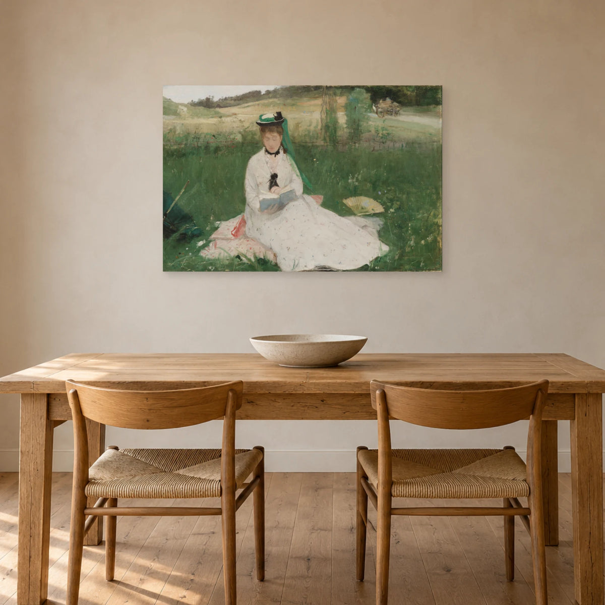 Tableau La Lecture de Berthe Morisot – L’Ombrelle verte dans une salle à manger - Art Virtuoso
