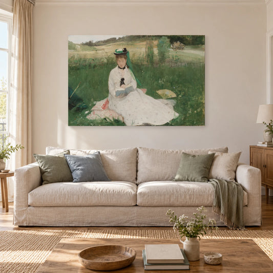 Tableau La Lecture de Berthe Morisot – L’Ombrelle verte dans un salon - Art Virtuoso
