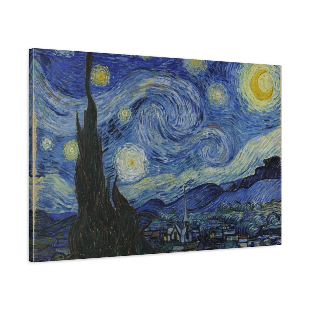 Tableau La Nuit étoilée – Vincent van Gogh - toile 3D avec bords imprimés - Art Virtuoso
