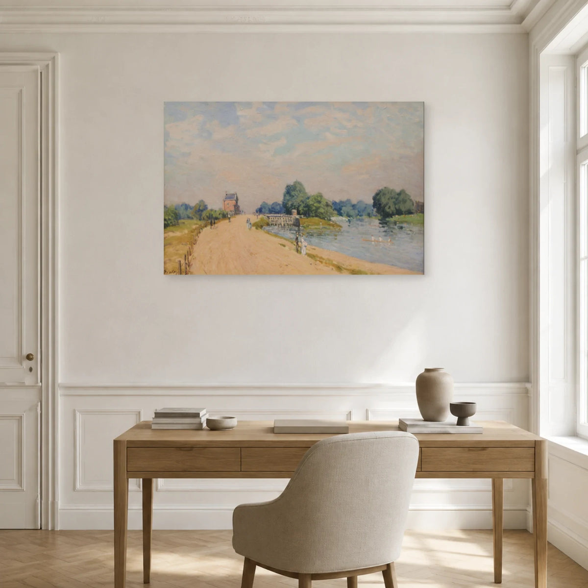 Tableau La Route de Hampton Court à Molesey – Alfred Sisley dans un bureau - Art Virtuoso