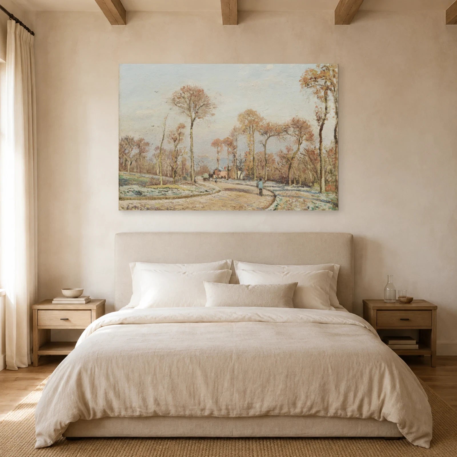 Tableau La Route de Versailles à Louveciennes, gelée matinale – Camille Pissarro dans une chambre - Art Virtuoso