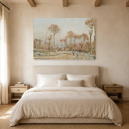 Tableau La Route de Versailles à Louveciennes, gelée matinale – Camille Pissarro dans une chambre - Art Virtuoso