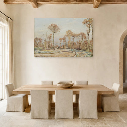 Tableau La Route de Versailles à Louveciennes, gelée matinale – Camille Pissarro dans une salle à manger - Art Virtuoso