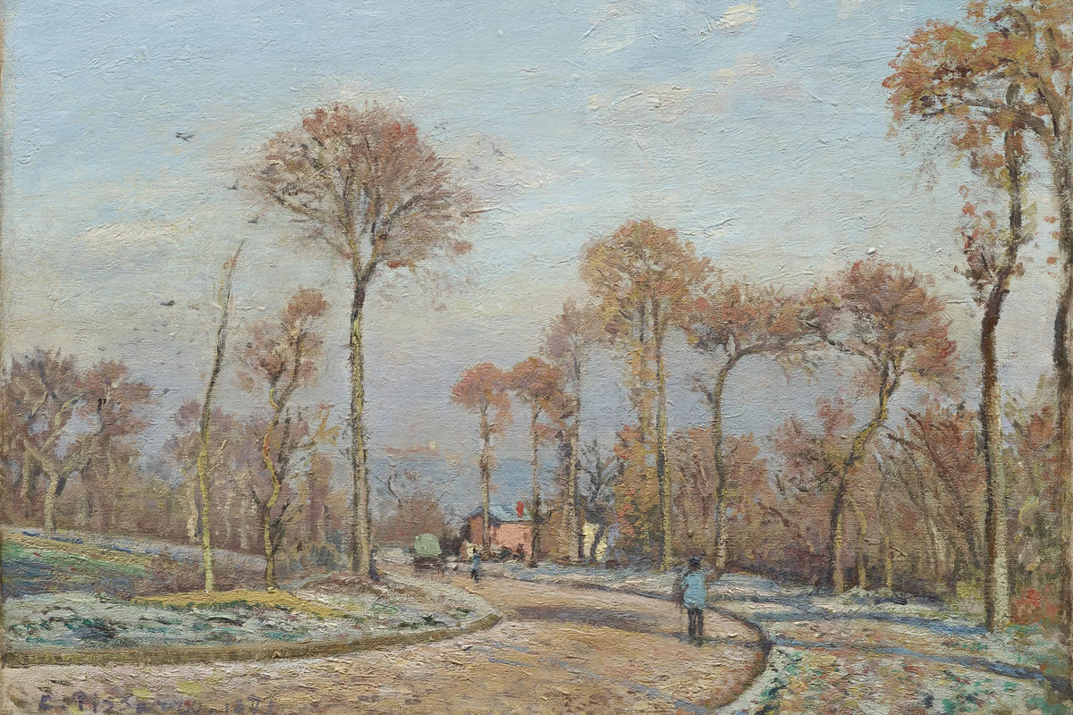 Tableau La Route de Versailles à Louveciennes, gelée matinale – Camille Pissarro - impression sur toile, format S