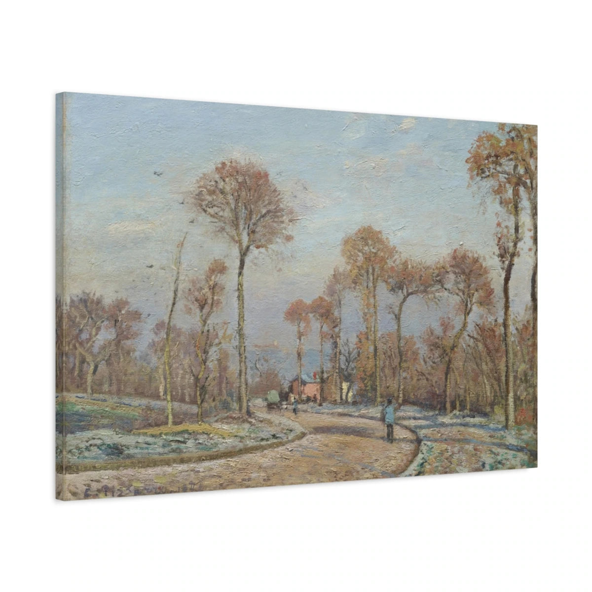 Tableau La Route de Versailles à Louveciennes, gelée matinale – Camille Pissarro - toile 3D avec bords imprimés - Art Virtuoso