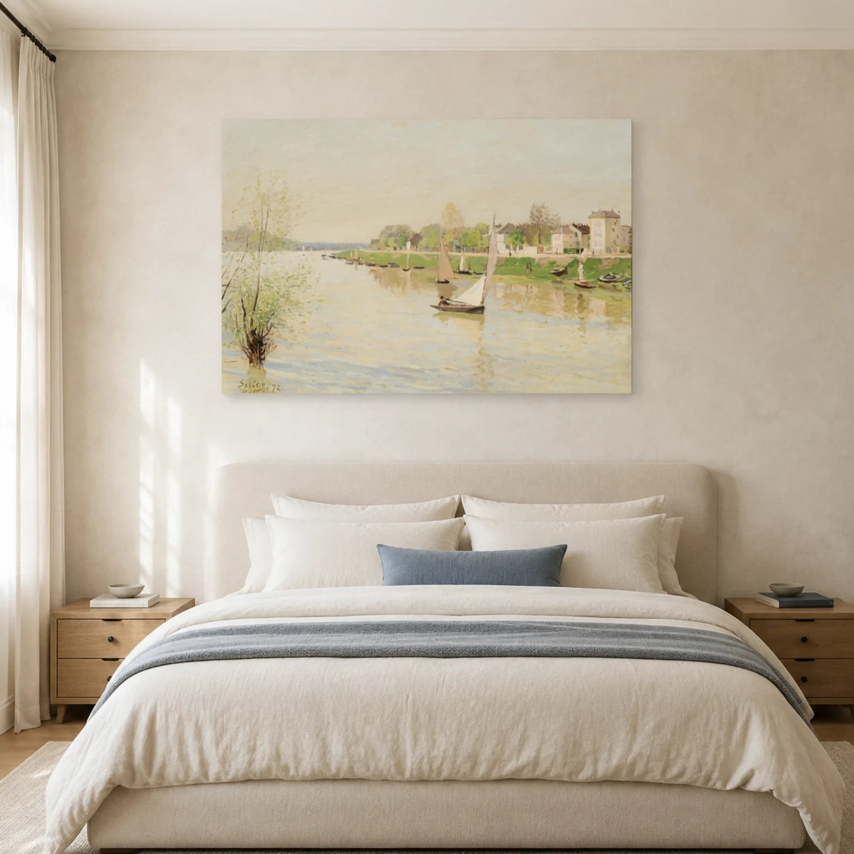Tableau La Seine à Argenteuil – Alfred Sisley dans une chambre - Art Virtuoso
