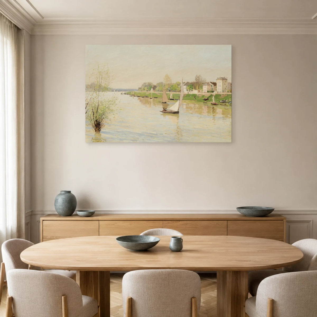 Tableau La Seine à Argenteuil – Alfred Sisley dans une salle à manger - Art Virtuoso