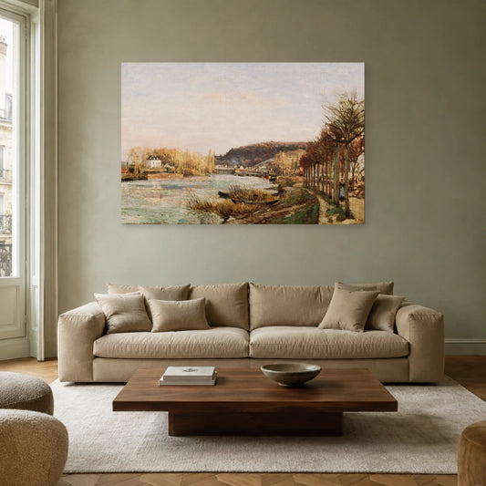 Tableau La Seine à Bougival – Camille Pissarro dans un salon - Art Virtuoso