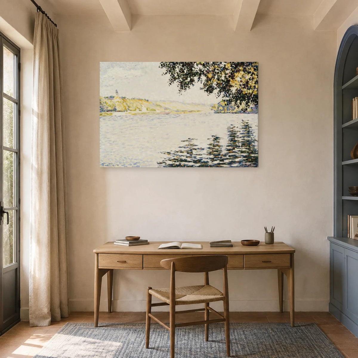 Tableau Bords de rivière, la Seine à Herblay – Paul Signac dans un bureau - Art Virtuoso