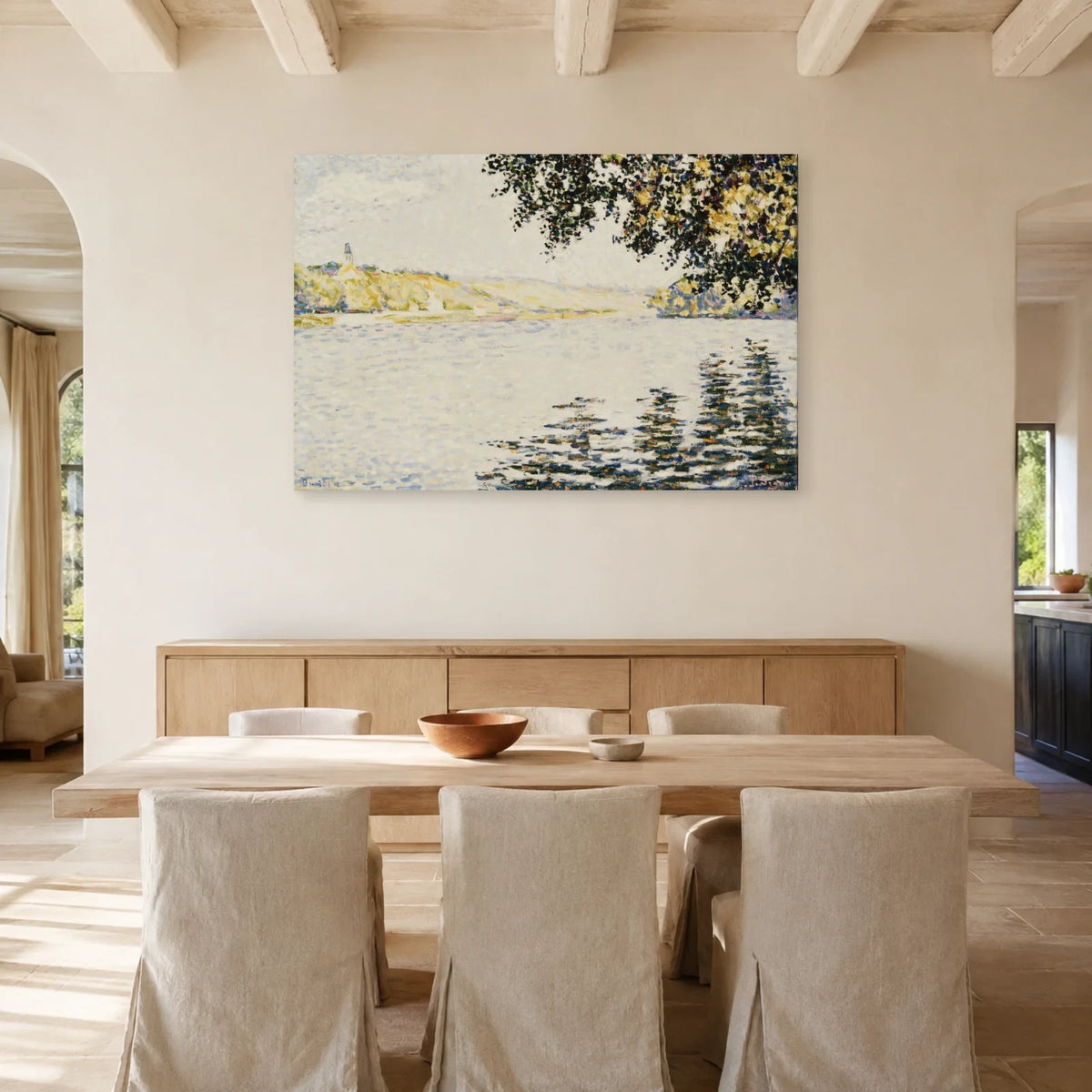 Tableau Bords de rivière, la Seine à Herblay – Paul Signac dans une salle à manger - Art Virtuoso