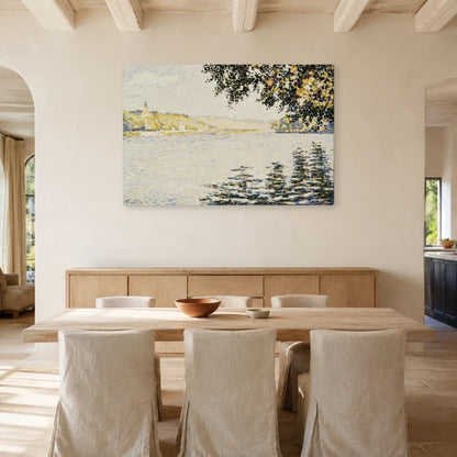 Tableau Bords de rivière, la Seine à Herblay – Paul Signac dans une salle à manger - Art Virtuoso