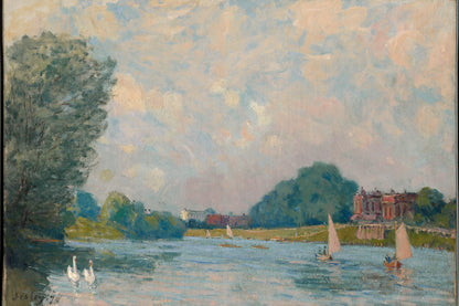 Voiliers et cygnes sur la Tamise devant Hampton Court – toile format M