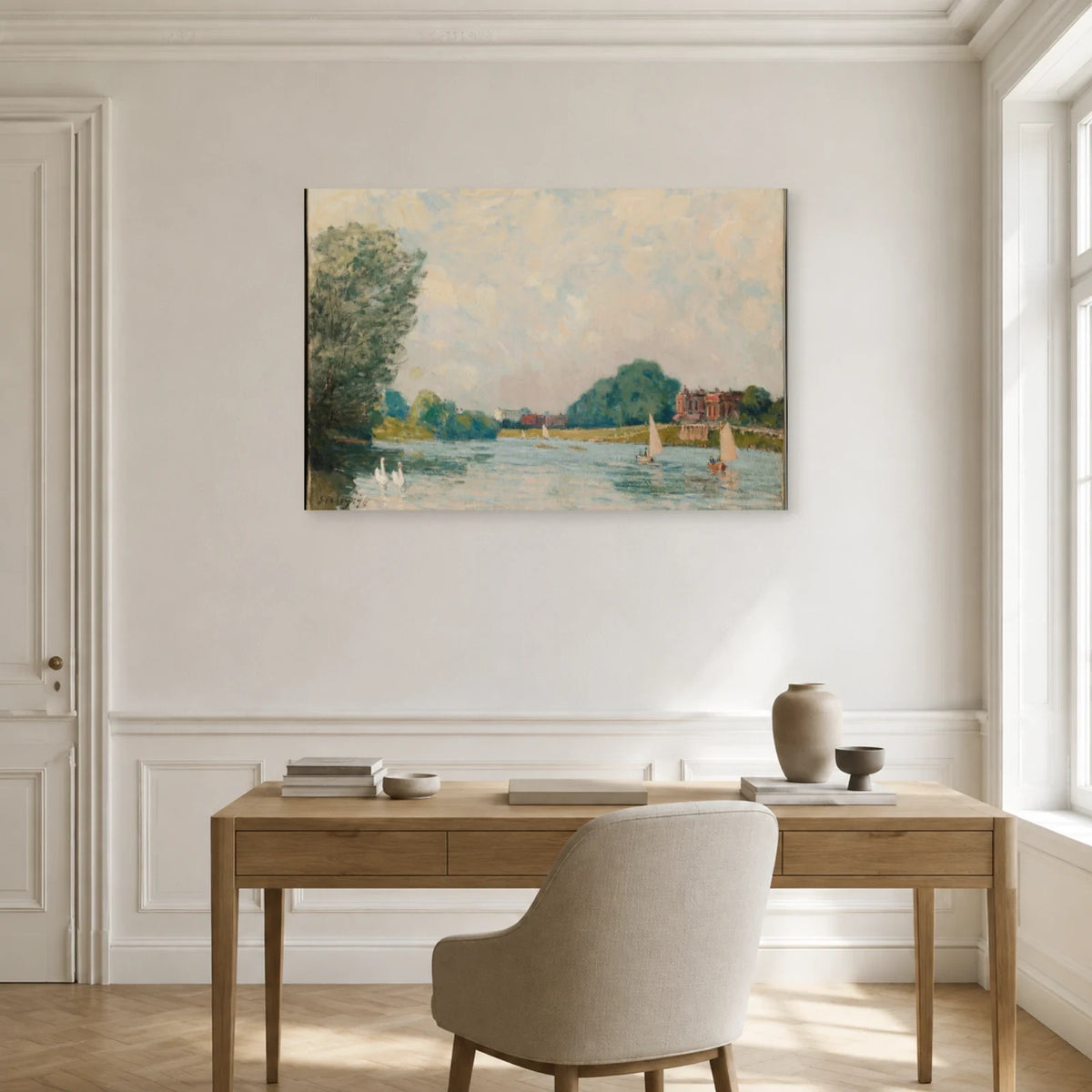 Tableau La Tamise à Hampton Court – Alfred Sisley dans un bureau - Art Virtuoso