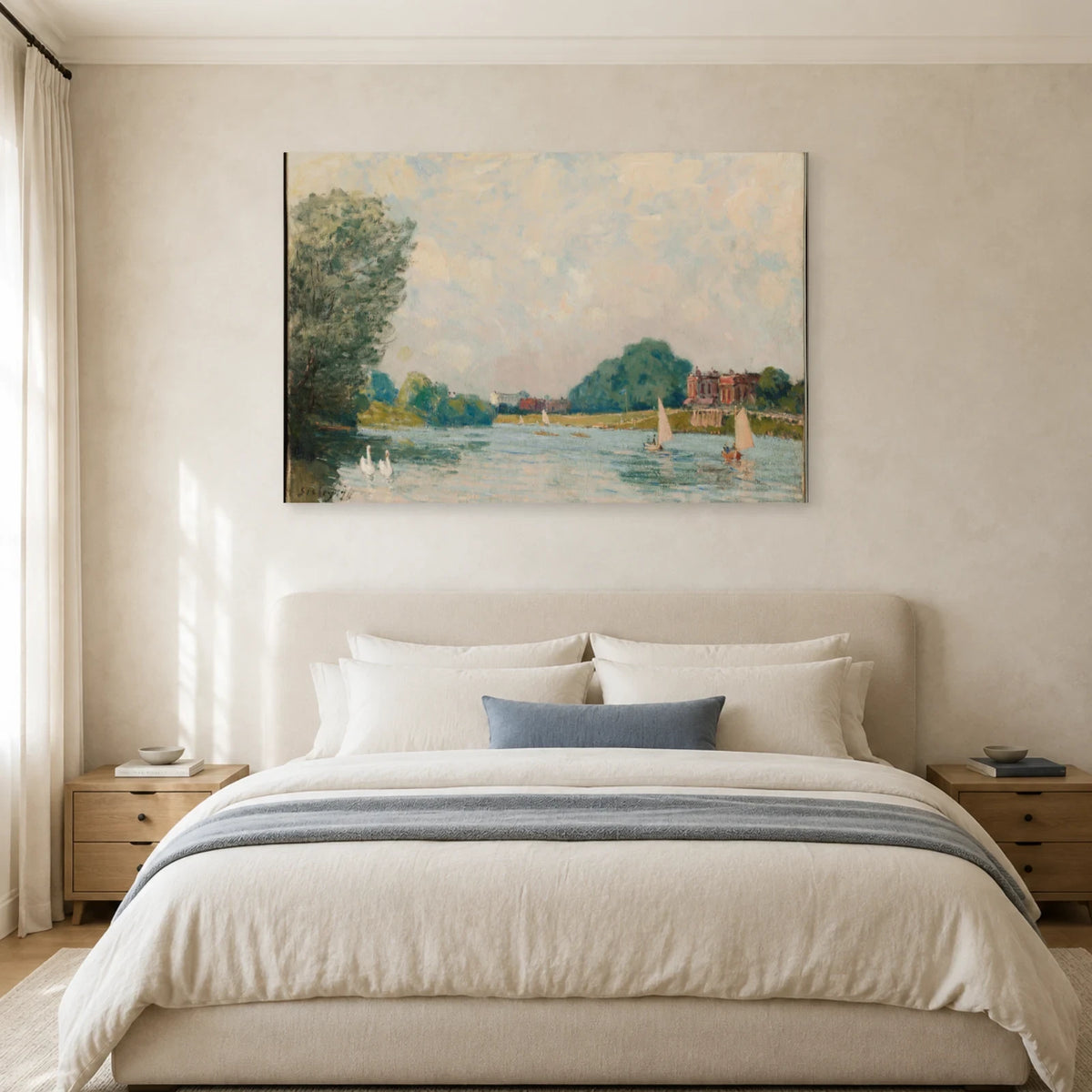 Tableau La Tamise à Hampton Court – Alfred Sisley dans une chambre - Art Virtuoso