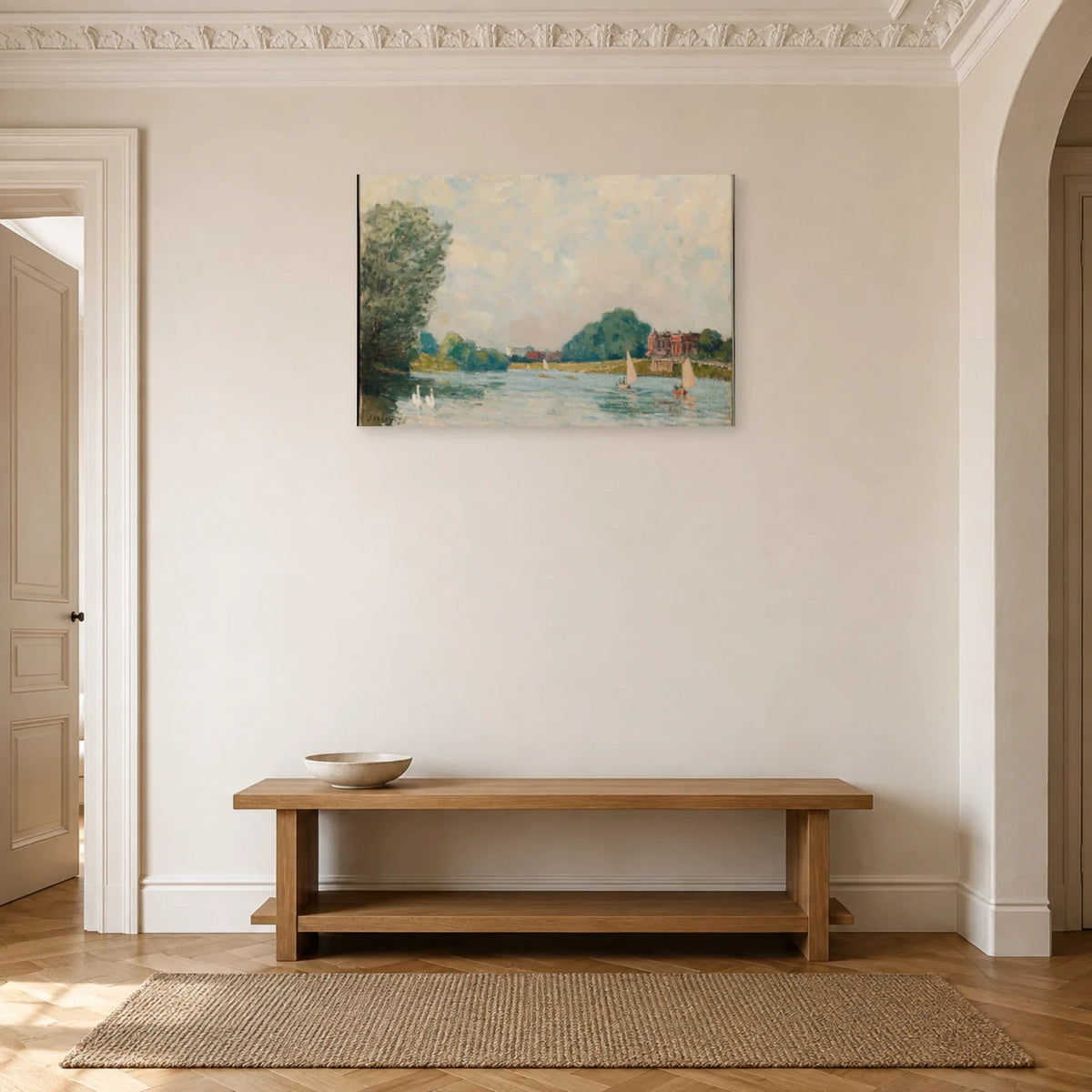Tableau La Tamise à Hampton Court – Alfred Sisley dans une entrée ou un couloir - Art Virtuoso