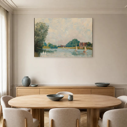 Tableau La Tamise à Hampton Court – Alfred Sisley dans une salle à manger - Art Virtuoso