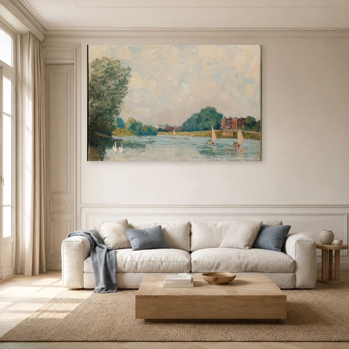 Tableau La Tamise à Hampton Court – Alfred Sisley dans un salon - Art Virtuoso