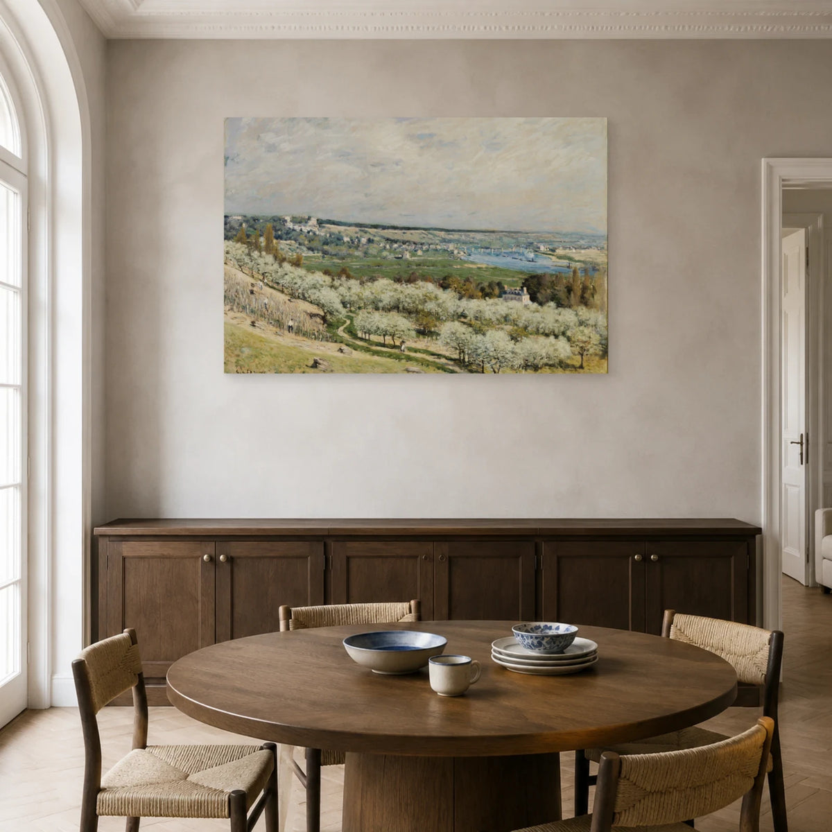 Tableau La Terrasse de Saint-Germain, printemps – Alfred Sisley dans une salle à manger - Art Virtuoso