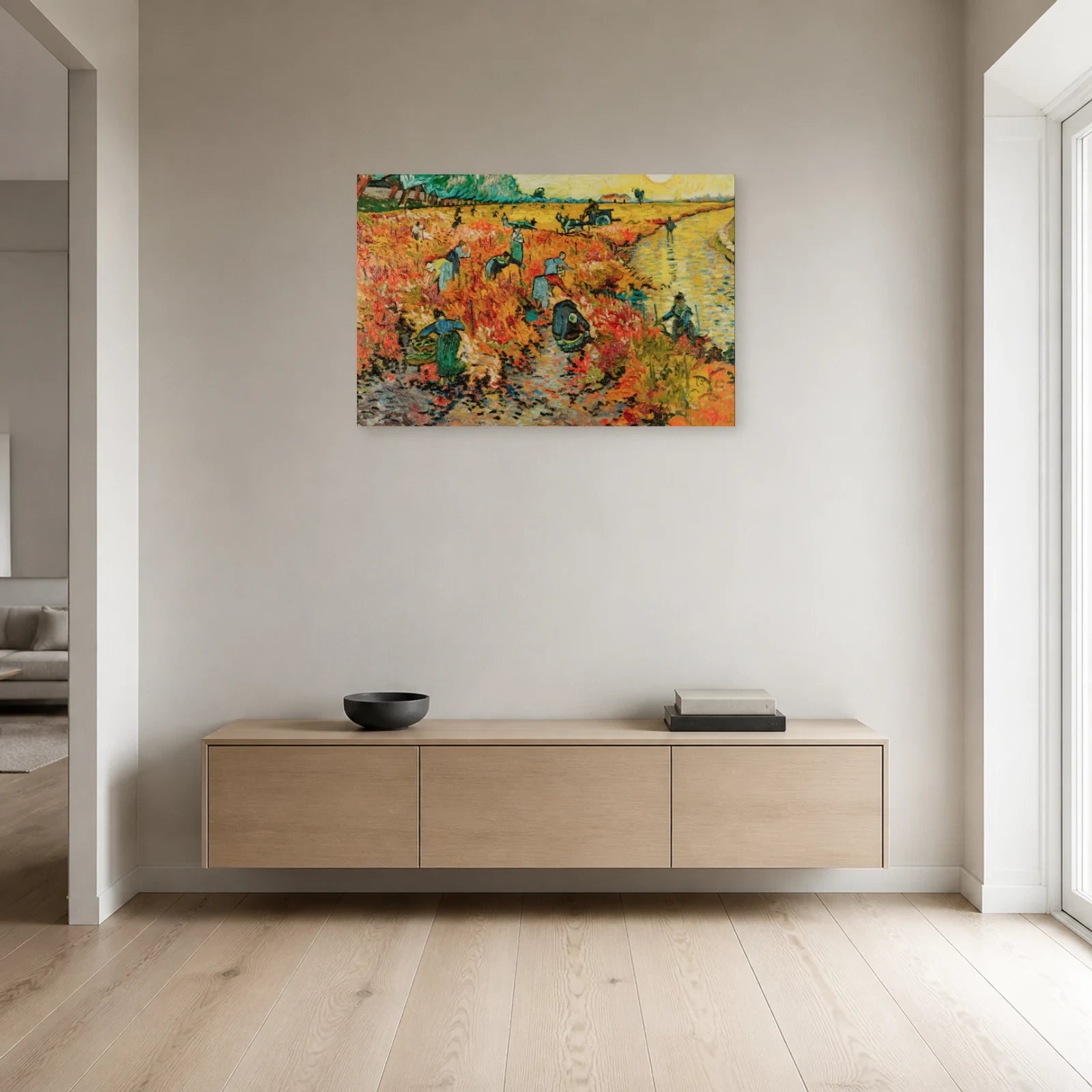Tableau La Vigne rouge – Vincent van Gogh dans une entrée ou un couloir - Art Virtuoso