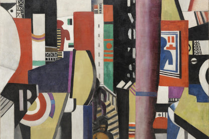 Composition moderne de 1919 aux lignes verticales, toile taille XL