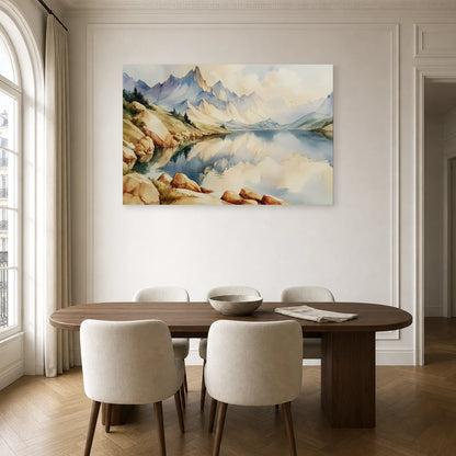Tableau Lac Montagne Peinture - Reflets Alpins dans une cuisine - Art Virtuoso