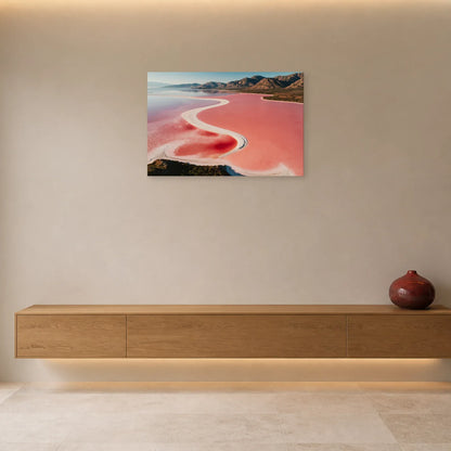 Tableau Lac Rose présenté dans une entrée - Art Virtuoso