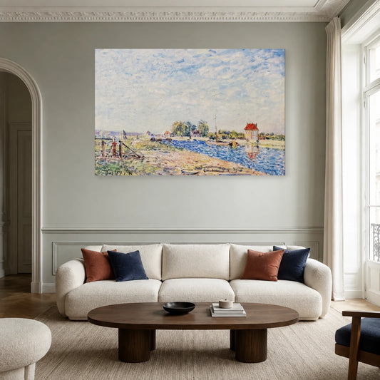 Tableau Le Canal du Loing – Alfred Sisley dans un salon - Art Virtuoso