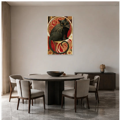 Tableau Le Chat Noir Art Nouveau Paris Revisité dans une salle à manger - Art Virtuoso