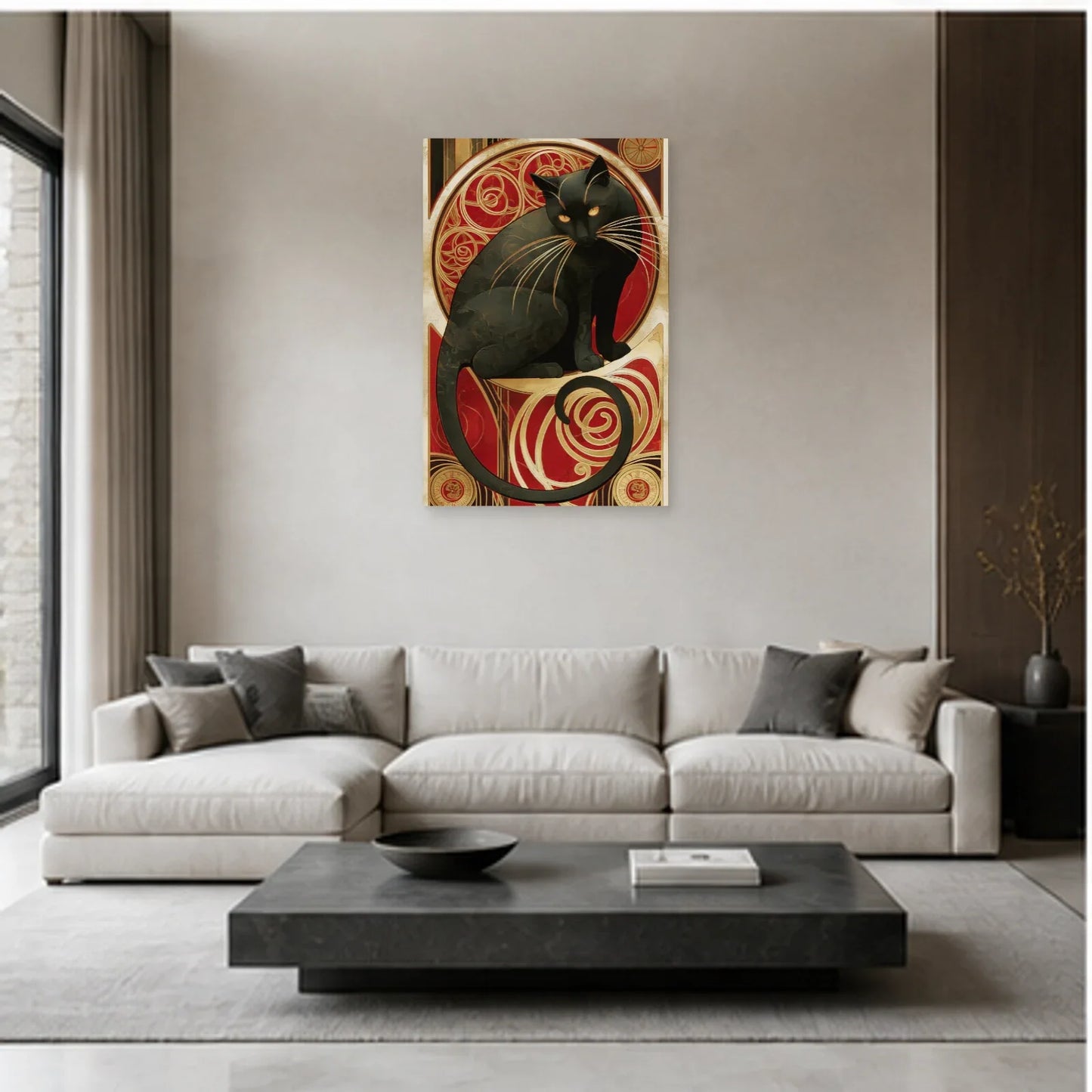 Tableau Le Chat Noir Art Nouveau Paris Revisité dans un salon - Art Virtuoso