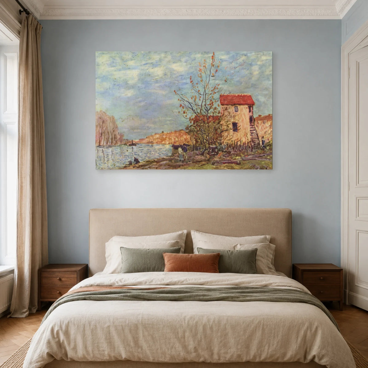Tableau Le Loing à Moret – Alfred Sisley dans une chambre - Art Virtuoso
