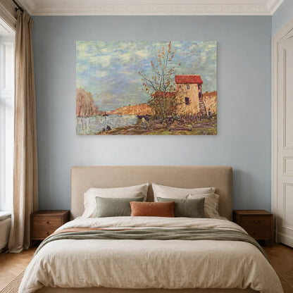 Tableau Le Loing à Moret – Alfred Sisley dans une chambre - Art Virtuoso