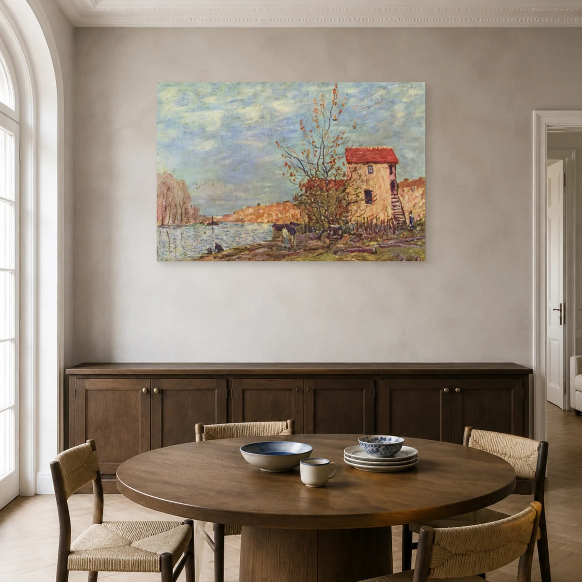 Tableau Le Loing à Moret – Alfred Sisley dans une salle à manger - Art Virtuoso