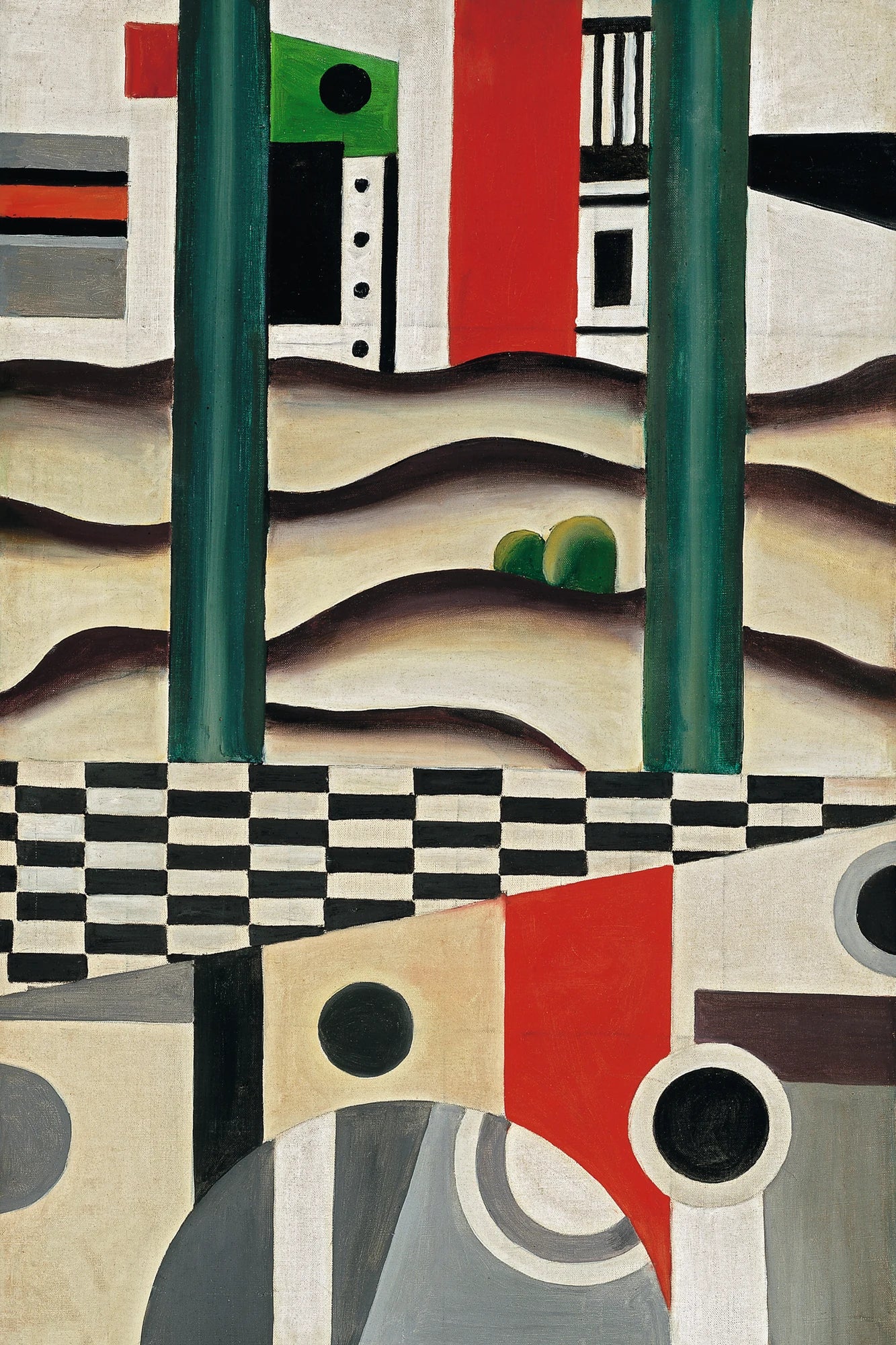 Façades rouges et formes mécaniques de Fernand Léger, toile taille L