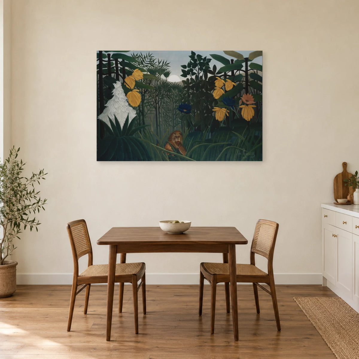 Tableau Le Repas du lion – Henri Rousseau dans une cuisine - Art Virtuoso