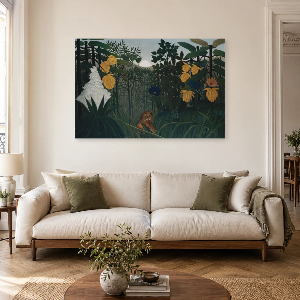 Tableau Le Repas du lion – Henri Rousseau dans un salon - Art Virtuoso
